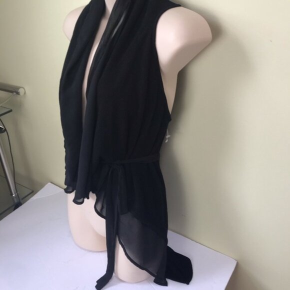 GUESS NEW Knit Sheer Lightweight Drapey Cardigan Sweater Vest Open Knit Top Goth - Picture 3 of 16